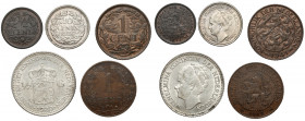 Niderlandy, od 1/2 centa do 1/2 guldena 1902-1941, zestaw (5szt)