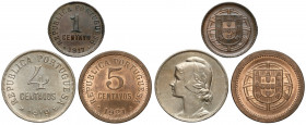 Portugalia, od 1 do 5 centavos 1917-1921, zestaw (3szt)