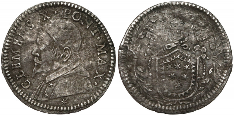 Watykan, Klemens X, Grosso (1670-1676) Srebro, średnica 17,5 mm, waga 0,75 g.&nb...