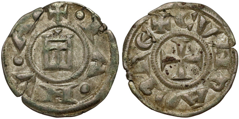 Włochy, Genua / Genova, Denar (1139-1339) CONRADO Piękna.&nbsp; Srebro, średnica...