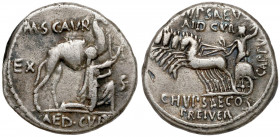 Republika, M. Aemilius Scaurus i P. Plautius Hypsaeus (58 p.n.e.) Denar
