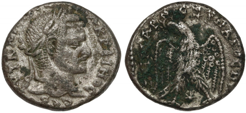 Caracalla (198-217 n.e.) Roman provincial, Tyre Awers: Popiersie cesarza w wieńc...