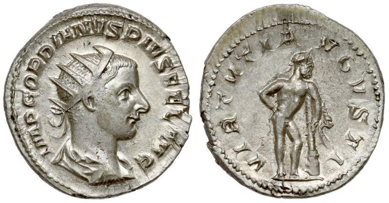 Gordian III (238-244 n.e.) Antoninian - Bardzo ładny Awers: popiersie cesarza w ...