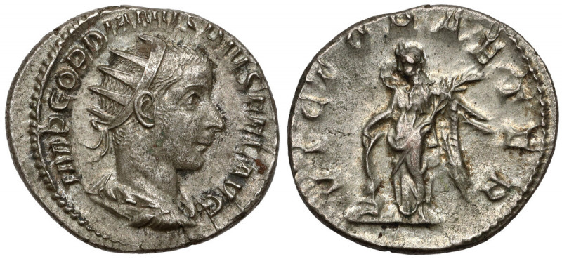 Gordian III (238-244 p.n.e.) Antoninian, Rzym Awers: Popiersie cesarza w koronie...