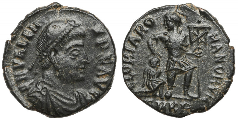 Walens (364-378 n.e.) Follis, Kyzikos Awers: Popiersie cesarza w wieńcu laurowym...