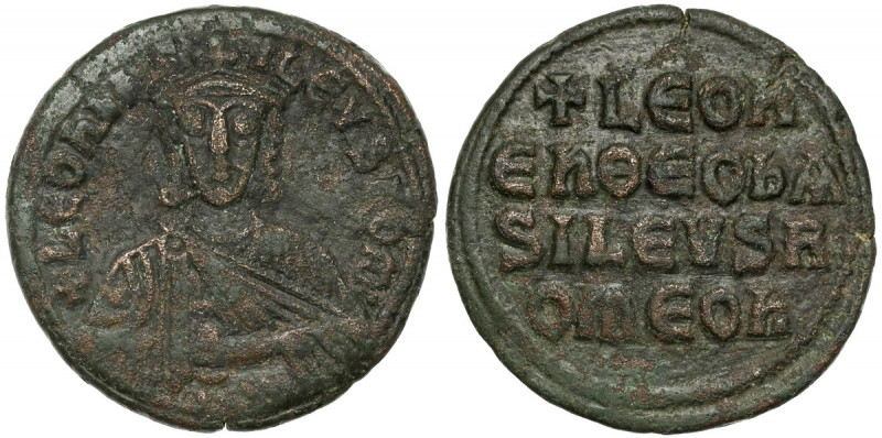 Bizancjum, Leon VI (886–912 n.e.) Follis, Konstantynopol Awers:&nbsp;Popiersie c...