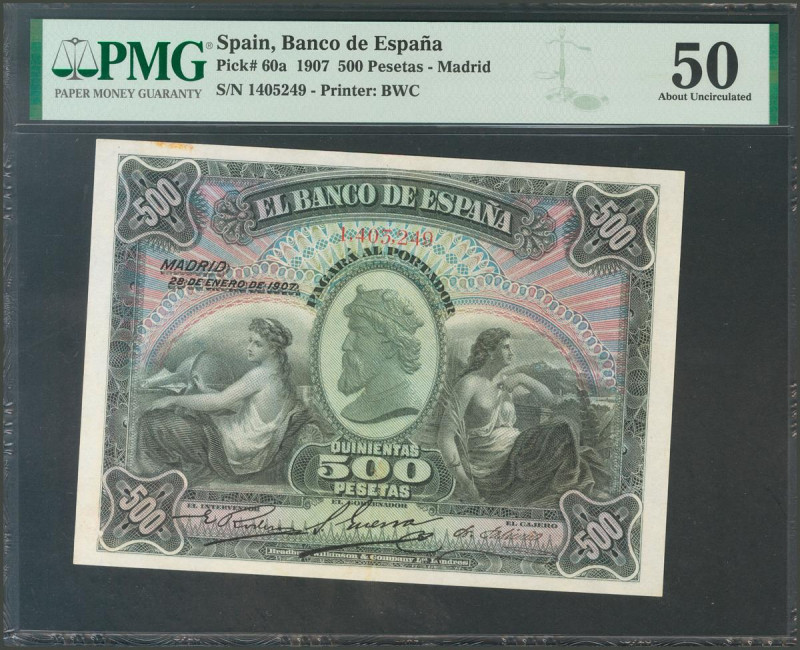 500 Pesetas. 28 de Enero de 1907. Sin serie. (Edifil 2017: 316). Pequeñas repara...