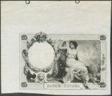 Prueba del reverso en color negro del billete no emitido de 25 Pesetas del 1 de Diciembre de 1908. (Edifil 2017: NE14Pb). SC-.