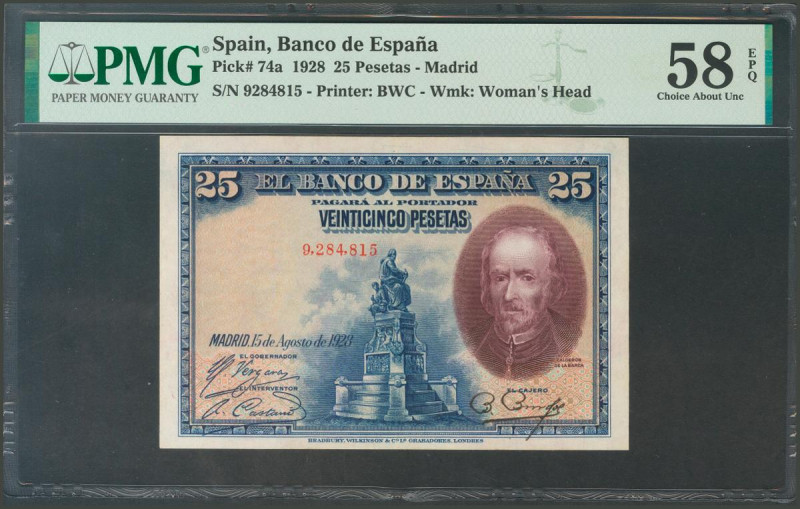 25 Pesetas. 15 de Agosto de 1928. Sin serie. (Edifil 2017: 328). Conserva gran p...