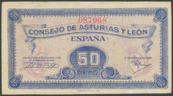 50 Céntimos. 1937. Asturias y León. Sin serie. (Edifil 2017: 396). Inusual. EBC-.