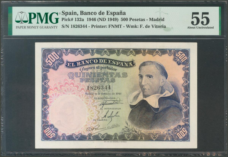 500 Pesetas. 19 de Febrero de 1946. Sin serie. (Edifil 2017: 452). EBC+. Encapsu...