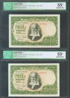 1000 Pesetas. 31 de Diciembre de 1951. Pareja correlativa. Sin serie. (Edifil 2017: 463). EBC+. Encapsulados ICG55, ambos.