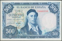 500 Pesetas. 22 de Julio de 1954. Serie T. (Edifil 2017: 468b). Conserva todo su apresto original. SC.