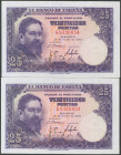 25 Pesetas. 22 de Julio de 1954. Pareja correlativa. Serie G. (Edifil 2017: 467a). Apresto original. SC-.
