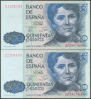 500 Pesetas. 23 de Octubre de 1979. Pareja correlativa. Serie Z. (Edifil 2017: 476). SC.