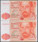 2000 Pesetas. 22 de Julio de 1980. Pareja correlativa. Serie 1J. (Edifil 2017: 479a). SC.