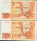 200 Pesetas. 16 de Septiembre de 1980. Pareja correlativa. Sin serie. (Edifil 2017: 480). SC-.