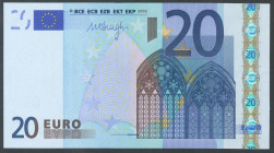 20 Euros. 1 de Enero de 2002. Firma Draghi. Serie P (Holanda). (Edifil 2017: 488B). SC-.