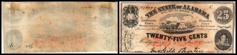Republik 1854 - heute
USA, Alabama. 25 Cents, 1863. Serie C.
Klebereste, fleckig...