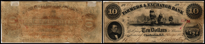 Colonial Currency
USA, Charleston. 10 Dollar, 1853. Serie E.
Haxby SC-15G4a
Kleb...