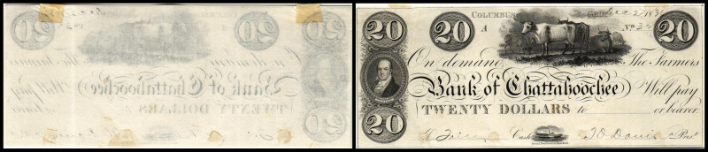 Colonial Currency
USA, Chattahoochee ( Florida ). 20 Dollar, 1834. Serie A.
Kleb...