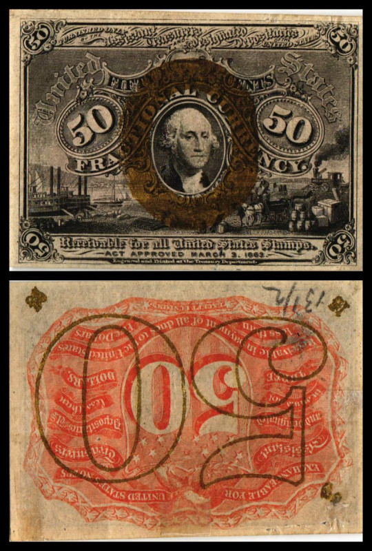 Republik 1854 - heute
USA, Fractional Currency. 50 Cents, 1863. Serie -.
Fr. 131...