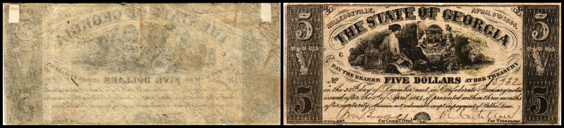 Republik 1854 - heute
USA, Georgia. 5 Dollar, 1864. mit grünem Stempel (unleserl...