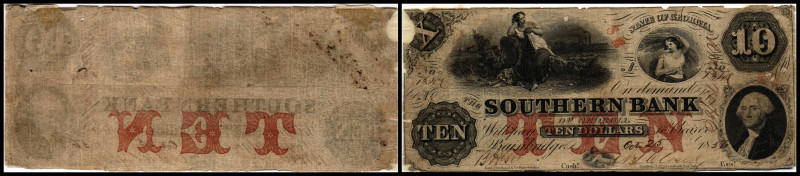 Colonial Currency
USA, Georgia. 10 Dollar, 1856. Serie I.
Klebereste im Rv., kl....