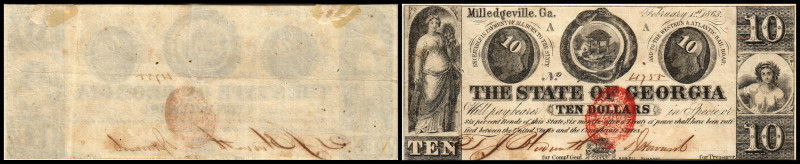 Republik 1854 - heute
USA, Georgia. 10 Dollar, 1863. mit rotem Stempel (unleserl...