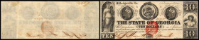 Republik 1854 - heute
USA, Georgia. 10 Dollar, 1863. mit rotem Stempel (unleserlich)
Serie A.
P. S867 Cr8
Klebereste im Rv.
II - III