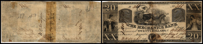 Colonial Currency
USA, Georgia. 20 Dollar, 1850. Serie B.
Klebereste im Rv.
V - ...