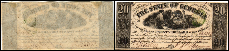 Republik 1854 - heute
USA, Georgia. 20 Dollar, 1864. mit grünem Stempel (unleser...