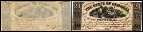 Republik 1854 - heute
USA, Georgia. 20 Dollar, 1864. mit grünem Stempel (unleserlich)
Serie A.
Klebereste im Rv.
I - I-