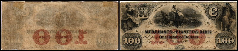 Republik 1854 - heute
USA, Georgia. 100 Dollar, 1856. Serie L.
Klebereste im Rv....