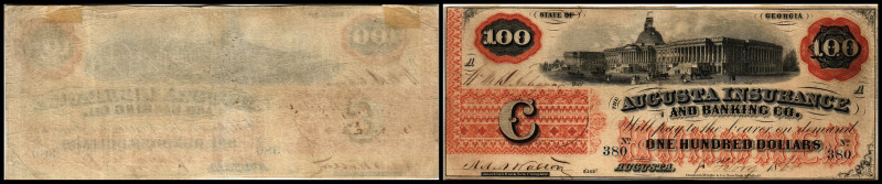 Republik 1854 - heute
USA, Georgia. 100 Dollar, 1860. Serie A.
Klebereste im Rv....