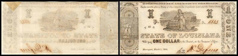 Republik 1854 - heute
USA, Louisiana. 1 Dollar, 1864. Serie P.
Klebereste im Rv....
