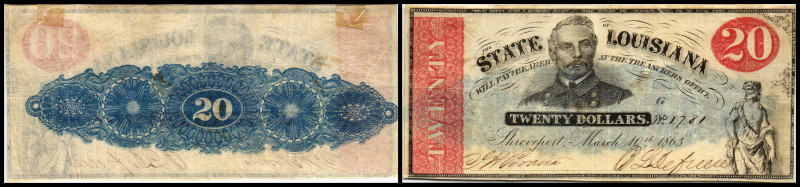 Republik 1854 - heute
USA, Louisiana. 20 Dollar, 1863. Serie G.
Klebereste im Rv...