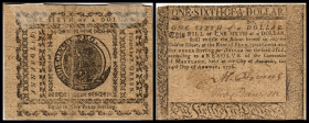 Colonial Currency
USA, Maryland. 1/6 Dollar, 1776. Serie -.
Fr. CC-19.
Klebereste im Rv.
III - IV