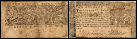 Colonial Currency
USA, Maryland. 2 Dollar, 1774. Serie -.
Pick S 977, Newman 173.
Klebereste im Rv.
IV