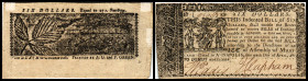 Colonial Currency
USA, Maryland. 6 Dollar, 1774. Serie A.
Fr. MD-69, Newman p. 173.
Klebereste im Rv.
II