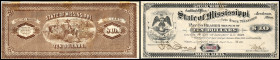 Republik 1854 - heute
USA, Mississippi. 10 Dollar, 1896. Second Series.
Klebereste im Rv.
I - II
