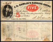 Republik 1854 - heute
USA, New York. 5 Dollar, 1862. rotem Aufdruck.
Serie -.
Klebereste im Rv.
III - IV