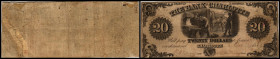 Colonial Currency
USA, Nord Carolina. 20 Dollar, 1833. Serie A.
Klebereste im Rv. und Einriss.
V
