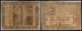 Colonial Currency
USA, Pennsylvenia. 2 Shillings, 1773. Serie -.
Fr. PA-164
Klebereste im Rv.
III - IV