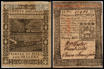 Colonial Currency
USA, Pennsylvenia. 20 Shillings, 1773. Serie -.
Fr. PA-169
Klebereste im Rv.
II - III
