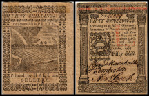 Colonial Currency
USA, Pennsylvenia. 50 Shillings, 1773. Serie -.
Fr. PA-170
Klebereste im Rv.
I