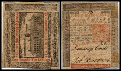 Colonial Currency
USA, Pennsylvenia. 50 Shillings, 1775. Serie D.
Fr. PA-175
Klebereste im Rv.
III