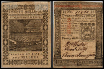 Colonial Currency
USA, Philadelphia. 9 Pence, 1777. Serie B.
Klebereste im Rv.
IV