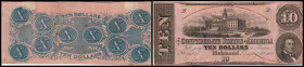 Republik 1854 - heute
USA, Richmond. 10 Dollar, 1862. Serie B.
Klebereste im Rv.
II