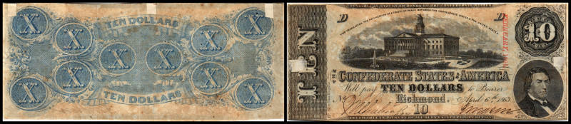 Republik 1854 - heute
USA, Richmond. 10 Dollar, 1863. mit rotem Stempel Februar ...